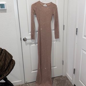 Formal beige long sleeve dress
